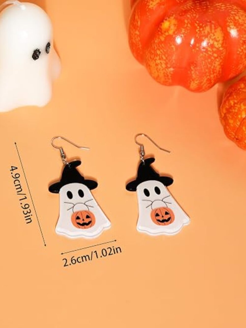 Halloween Earrings Black Skull Bat Drop Dangle Earrings